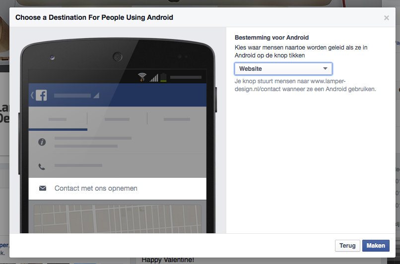 Facebook call-to-action button instellen