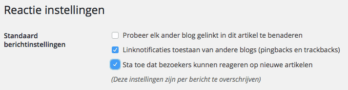 Reacties WordPress website beheren