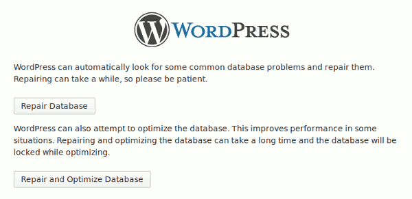 WordPress database repair