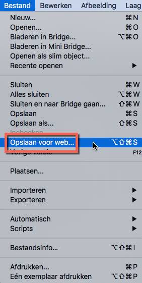 Adobe photoshop opslaan voor web