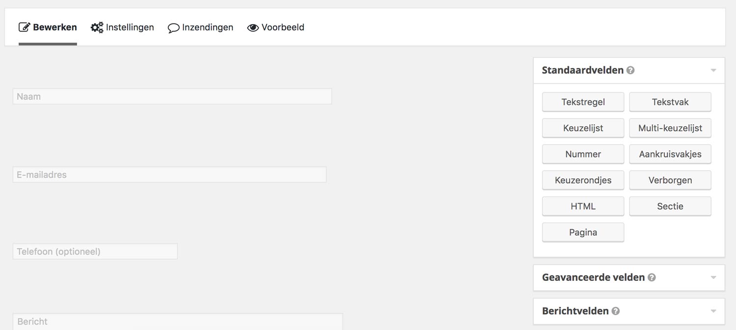 Formulier aanmaken Gravity Forms