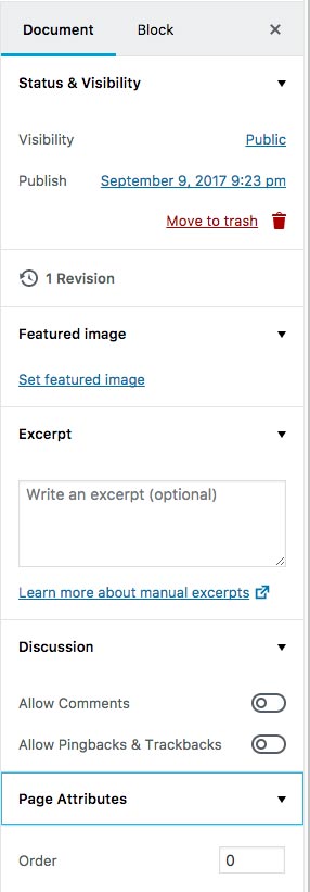 Sidebar Gutenberg WordPress
