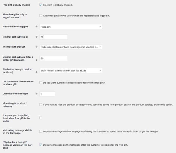 Free Gift plugin WooCommerce