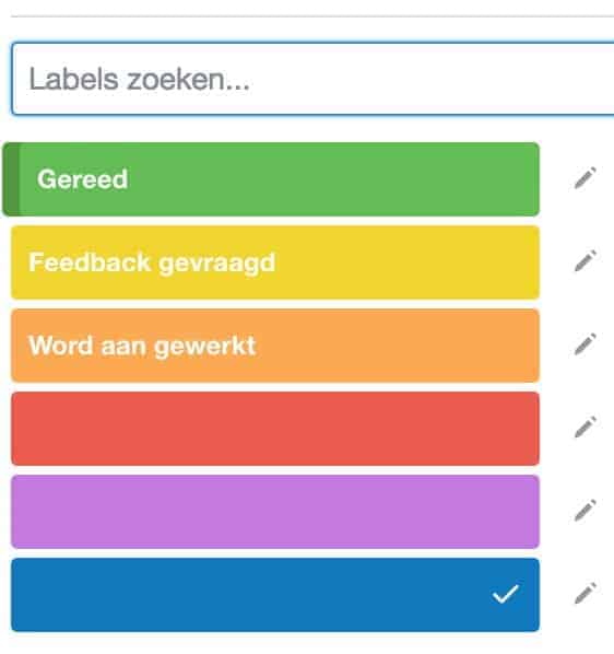 Labels Trello Kaart