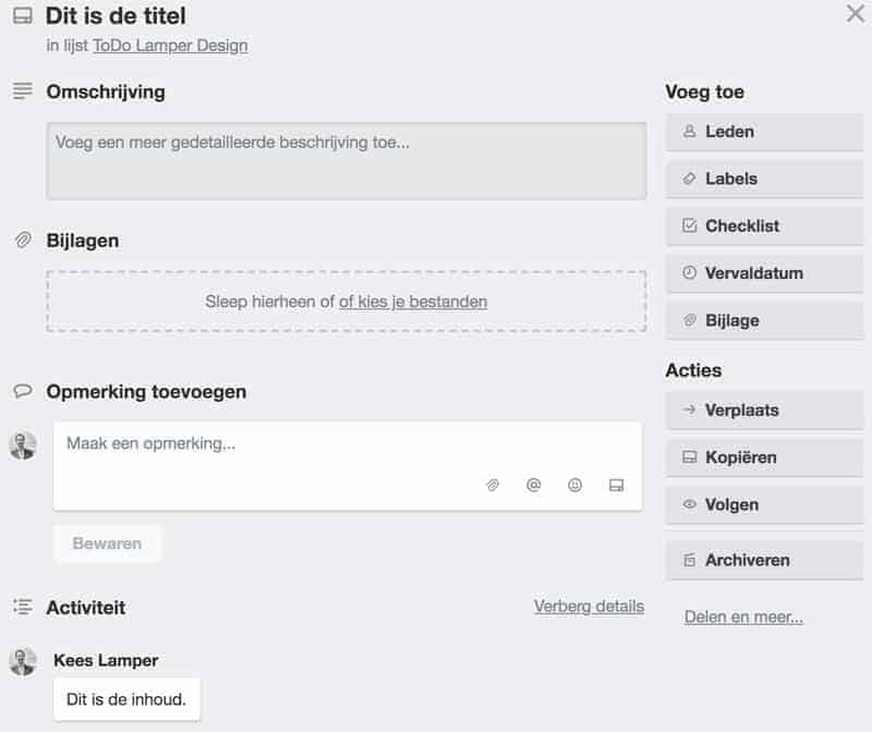 Voorbeeld Trello kaart