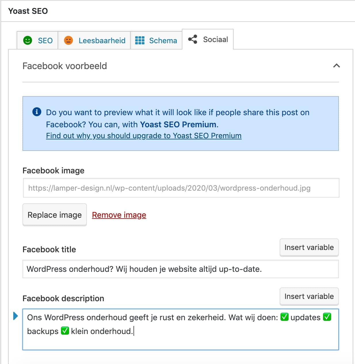 WordPress onderhoud Facebook debugger