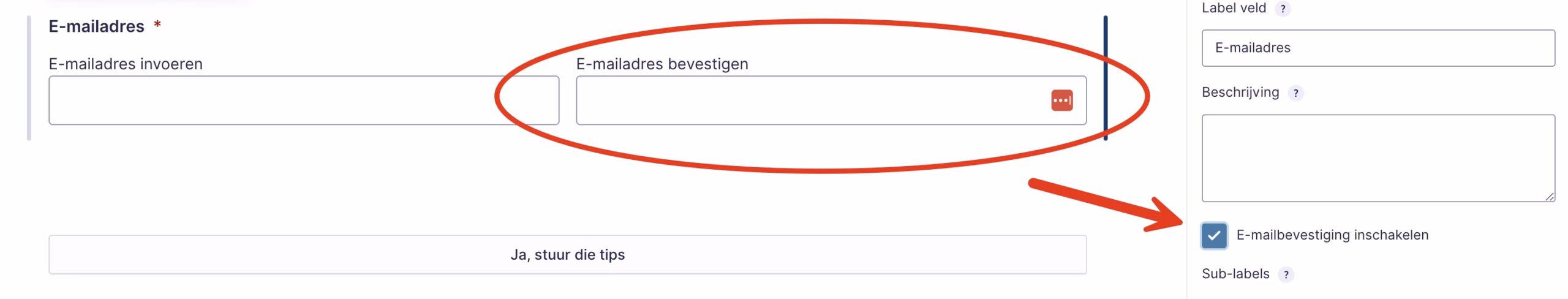 E-mailadres validatie Gravity Forms