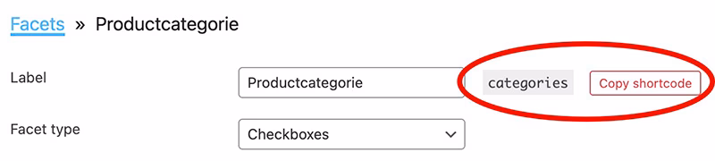 FacetWP shortcode
