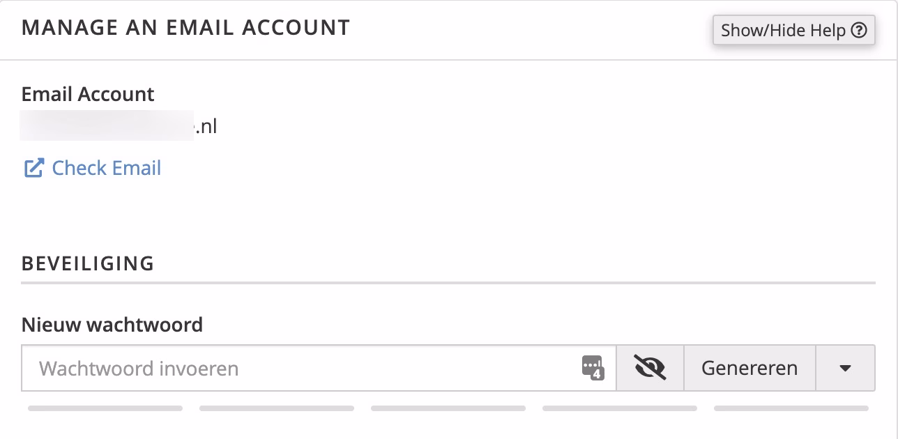 Wachtwoord wijzigen cpanel