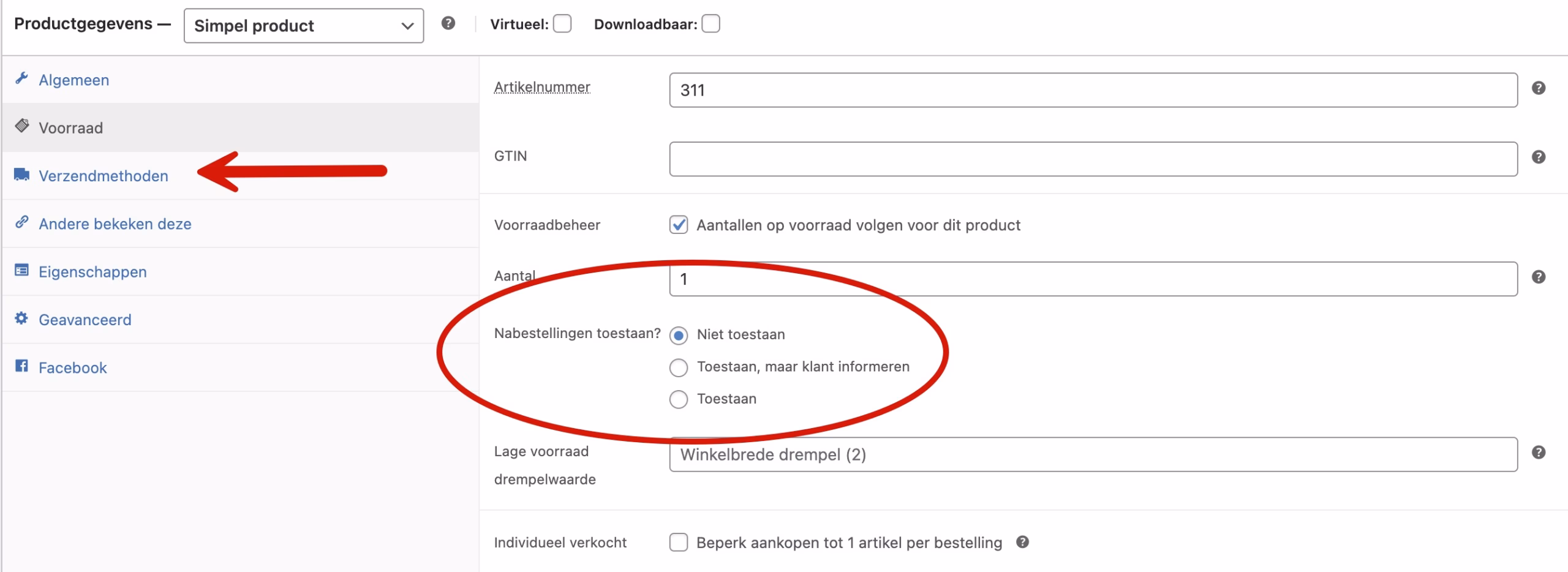 WooCommerce nabestelling