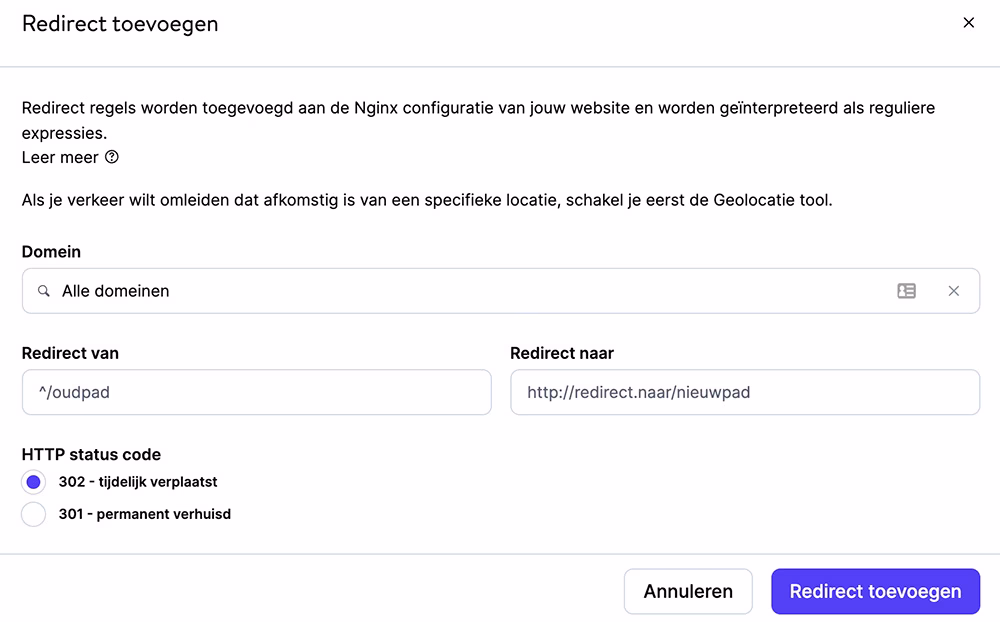Redirect Kinsta