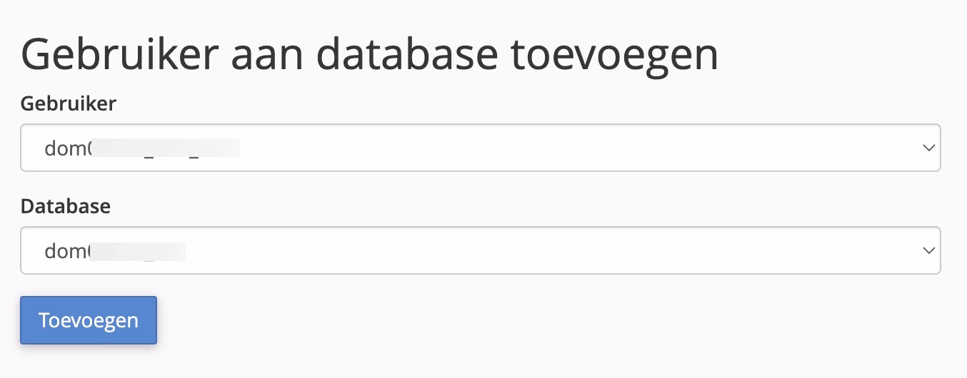 Database gebruiker koppelen cpanel