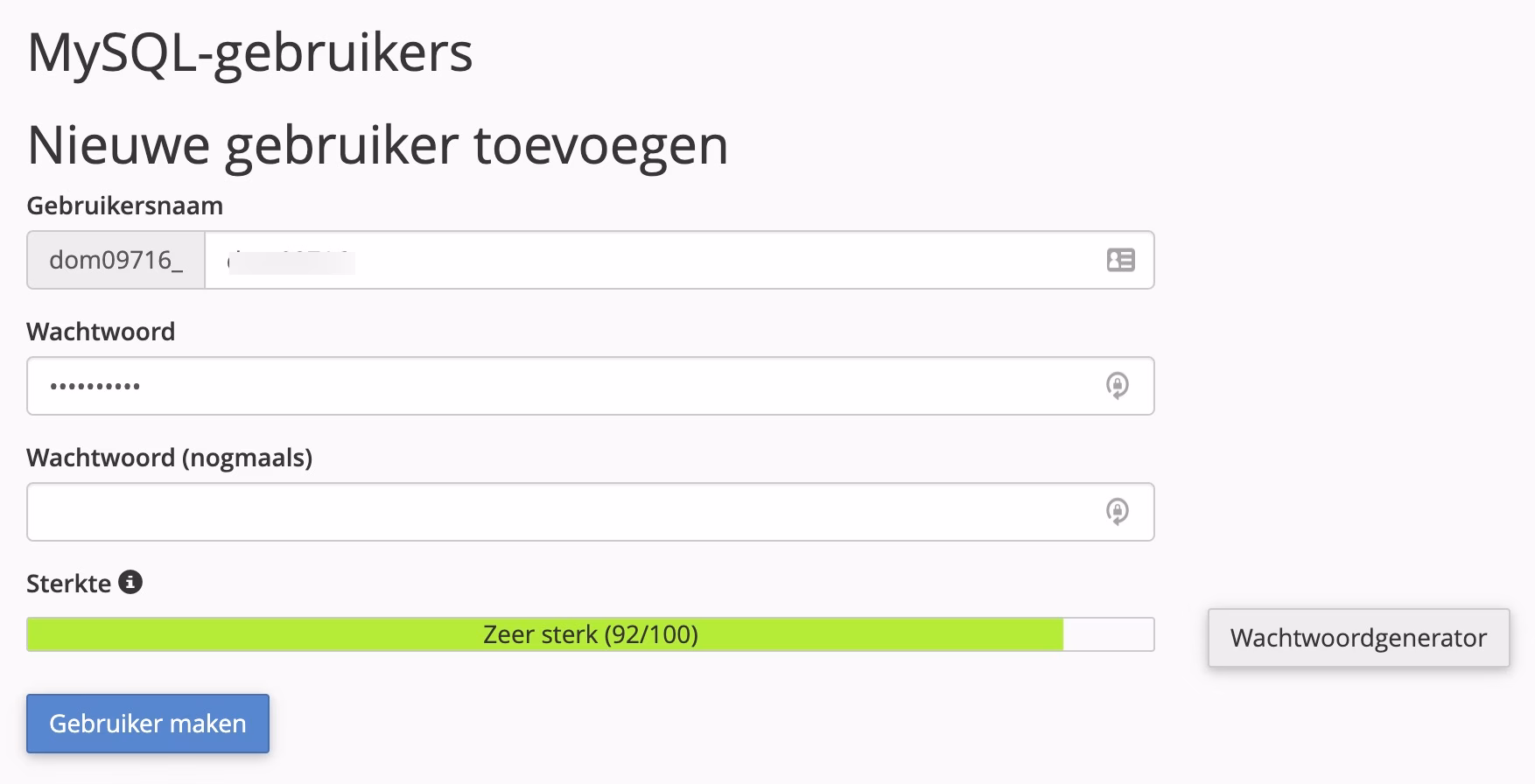 Database gebruiker toevoegen