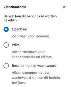 Zichtbaarheid pagina