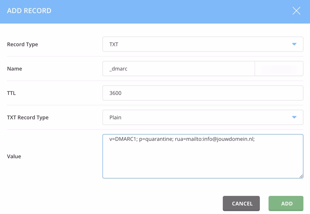 DMARC record directadmin