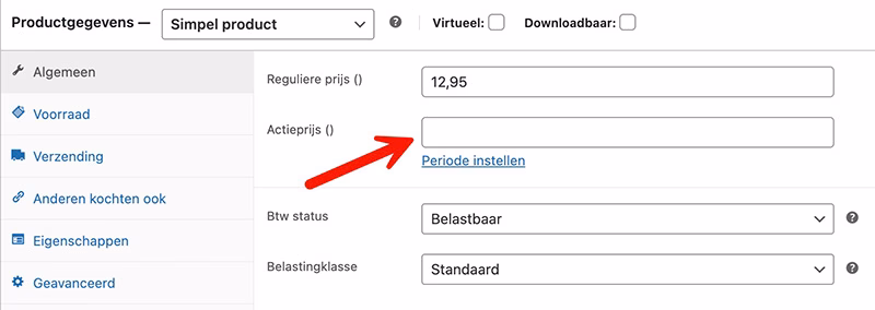 Actieprijs WooCommerce