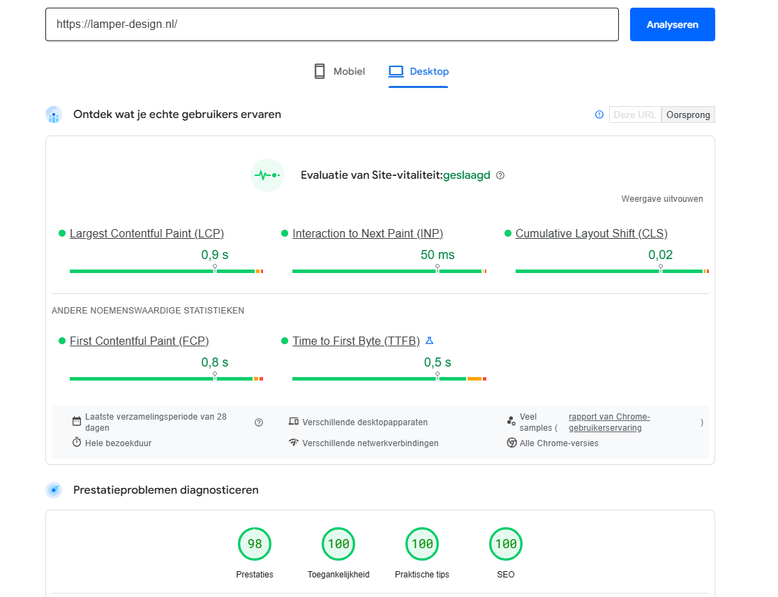 Google Pagespeed Insights - Lamper Design