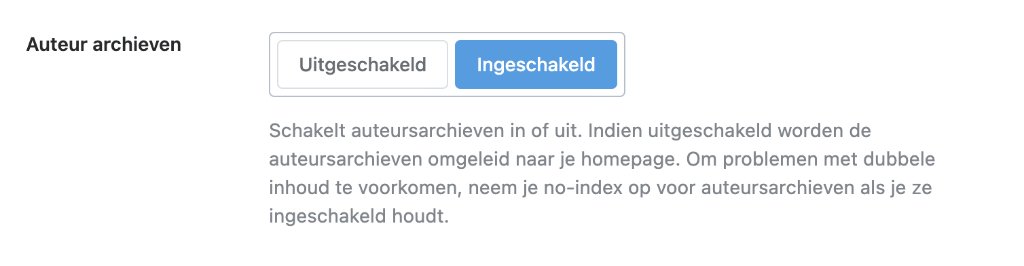 Optie in RankMath om Auteur archieven aan of uit te zetten